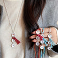 Light Luxury Alloy Snowman Tassel Velvet Cord Sweater Necklace For Women view 1