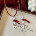 Light Luxury Alloy Snowman Tassel Velvet Cord Sweater Necklace For Women view 4