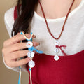 Light Luxury Alloy Snowman Tassel Velvet Cord Sweater Necklace For Women view 3