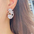 Princess Micro Pave Zircon Geometric Stud Earrings For Women, Irregular Line Style Jewelry view 3