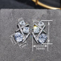 Princess Micro Pave Zircon Geometric Stud Earrings For Women, Irregular Line Style Jewelry view 4