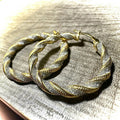 European Two Tone Spiral Earrings For Women, Textured Metal Bead Ear Cuff Jewelry view 3
