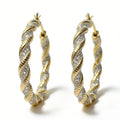 European Two Tone Spiral Earrings For Women, Textured Metal Bead Ear Cuff Jewelry view 2