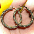 European Two Tone Spiral Earrings For Women, Textured Metal Bead Ear Cuff Jewelry view 5