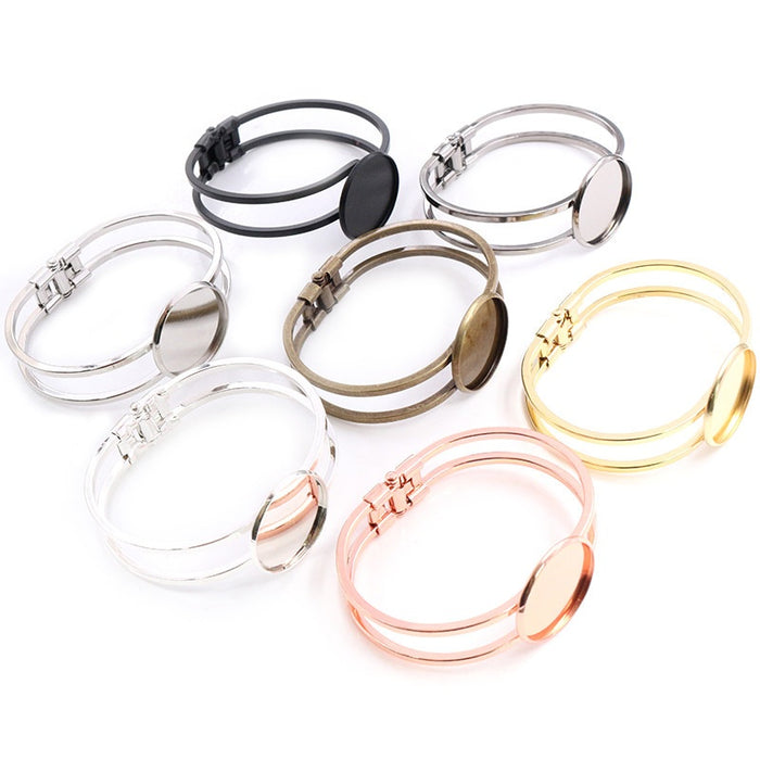 20mm 25mm Pure Copper Bracelet Bezel Blanks For DIY Jewelry Accessories 23g