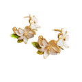 Light Luxury Alloy Flower And Leaf Oil Painting Style Stud Earrings For Women view 5