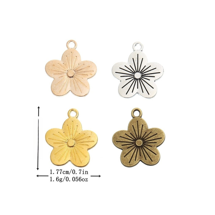 Zinc Alloy Flower Charm Pendant No.137655 for DIY Necklace Bracelet Jewelry Making