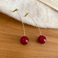 Elegant Resin Cherry Drop Earrings For Women Simple Geometric Round Ear Hook Jewelry view 4
