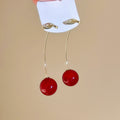 Elegant Resin Cherry Drop Earrings For Women Simple Geometric Round Ear Hook Jewelry view 2