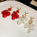 Vintage Floral Petal Faux Pearl Tassel Drop Earrings Fashion OL Light Luxury Ear Cuffs view 4