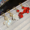 Vintage Floral Petal Faux Pearl Tassel Drop Earrings Fashion OL Light Luxury Ear Cuffs view 2
