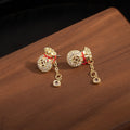Luxury New Chinese Lucky Bag Rhinestone Zircon Gold Alloy Tassel Drop Stud Fashion Earrings view 2