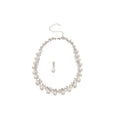 French Vintage Faux Pearl Rhinestone Rhombus Necklace Earrings Jewelry Set For Women view 5