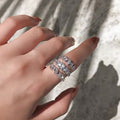 Geometric Combination Ring For Women With Water Drop And Square Design Fashion Jewelry view 3