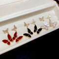 Copper Zircon Enamel Butterfly Stud Earrings For Women French Sweet Light Luxury Elegant Jewelry view 3