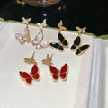 Copper Zircon Enamel Butterfly Stud Earrings For Women French Sweet Light Luxury Elegant Jewelry view 1