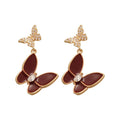 Copper Zircon Enamel Butterfly Stud Earrings For Women French Sweet Light Luxury Elegant Jewelry view 5