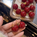 Red Resin Round Geometric Earrings For Women, Vintage Old Money Light Luxury Winter Style view 1