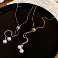 Minimalist Zircon Round Faux Pearl Sweater Necklace Light Luxury Geometric Pendant For Women view 2