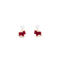 Vintage Red Enamel Rocking Horse Pearl Stud Dangle With Gold Alloy Rhinestone Charm Earrings view 5