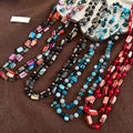 Ethnic Bohemian Artificial Crystal Shell Beaded Layered Sweater Necklace With Irregular Geometric Choker Design view 4
