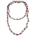 Ethnic Bohemian Artificial Crystal Shell Beaded Layered Sweater Necklace With Irregular Geometric Choker Design view 5