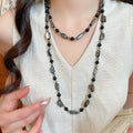 Ethnic Bohemian Artificial Crystal Shell Beaded Layered Sweater Necklace With Irregular Geometric Choker Design view 3