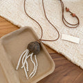 New Chinese Ethnic Faux Pearl Round Geometric Tassel Sweater Necklace For Women view 2