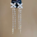 Gold Plated Copper Zircon Flower Tassel Drop Earrings With Silver Pins Light Luxury Women's Jewelry view 4