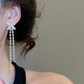 Gold Plated Copper Zircon Flower Tassel Drop Earrings With Silver Pins Light Luxury Women's Jewelry view 3