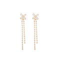 Gold Plated Copper Zircon Flower Tassel Drop Earrings With Silver Pins Light Luxury Women's Jewelry view 5