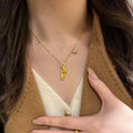 24K Gold Plated Copper Koi Fish Zircon Coin Necklace, New Chinese Retro Luxury Collarbone Chain view 2