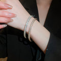 Light Luxury Copper Rhinestone Round Bangle Elegant Fashion Statement Bracelet view 1