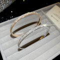 Light Luxury Copper Rhinestone Round Bangle Elegant Fashion Statement Bracelet view 2