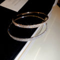 Light Luxury Copper Rhinestone Round Bangle Elegant Fashion Statement Bracelet view 4