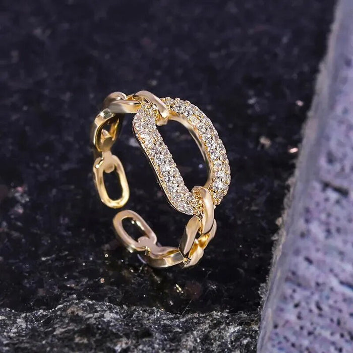 Korean Minimalist Buckle Ring For Women, Adjustable Open Band French Commuter Jewelry