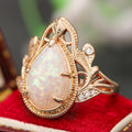 Water Drop Faux Opal European American Women's Ring, Old Money Palace Style Finger Jewelry view 2