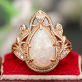 Water Drop Faux Opal European American Women's Ring, Old Money Palace Style Finger Jewelry view 5