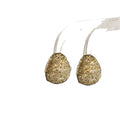 Gold Plated Metal Zircon Oval Stud Earrings, Vintage European Geometric Luxury Jewelry view 5