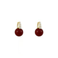 Gold Plated Zircon Faux Pearl Red Vintage Geometric Round Earrings for Women view 5