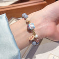 Elegant Lucky Cat Faux Crystal Bangle Bracelet With Light Luxury OL Style view 2