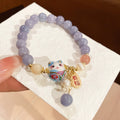 Elegant Lucky Cat Faux Crystal Bangle Bracelet With Light Luxury OL Style view 1