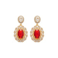 Gold Plated Copper Oval Zircon Stud Earrings With Silver Pins, Court Style Light Luxury Jewelry view 5