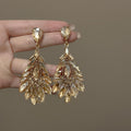 Alloy Rhinestone Teardrop Drop Earrings Vintage Court Style Statement Stud Jewelry view 3