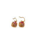 18K Gold Plated Copper Square Zircon Colorful Gemstone Drop Earrings For Women view 5