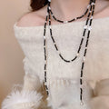 Faux Pearl Crystal Beaded Star Pendant Vintage Old Money Elegant Sweater Necklace view 1
