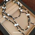 Faux Pearl Crystal Beaded Star Pendant Vintage Old Money Elegant Sweater Necklace view 4