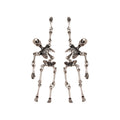 Dark Gothic Alloy Skull Bone Tassel Stud Earrings And Necklace Jewelry Set view 5