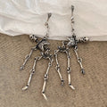 Dark Gothic Alloy Skull Bone Tassel Stud Earrings And Necklace Jewelry Set view 4