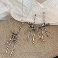 Dark Gothic Alloy Skull Bone Tassel Stud Earrings And Necklace Jewelry Set view 2